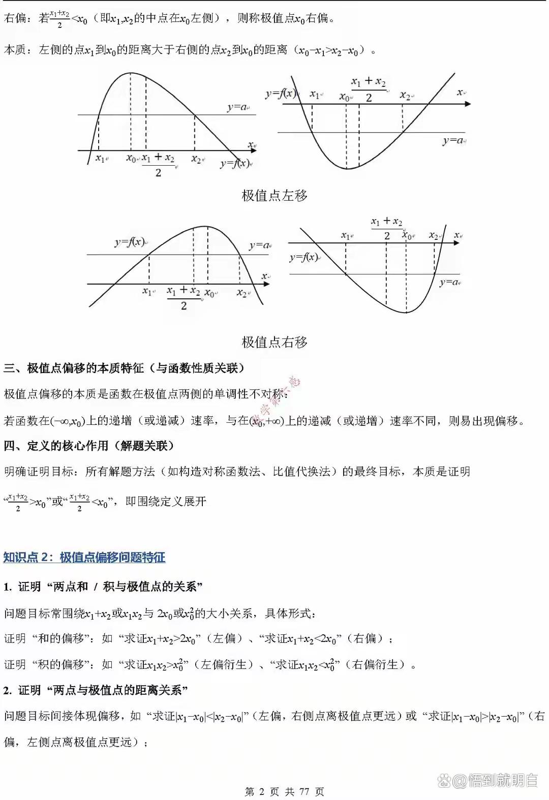 【极值点偏移经典例题,极值点偏移题100道及答案】 【极值点偏移经典例题,极值点偏移题100道及答案】