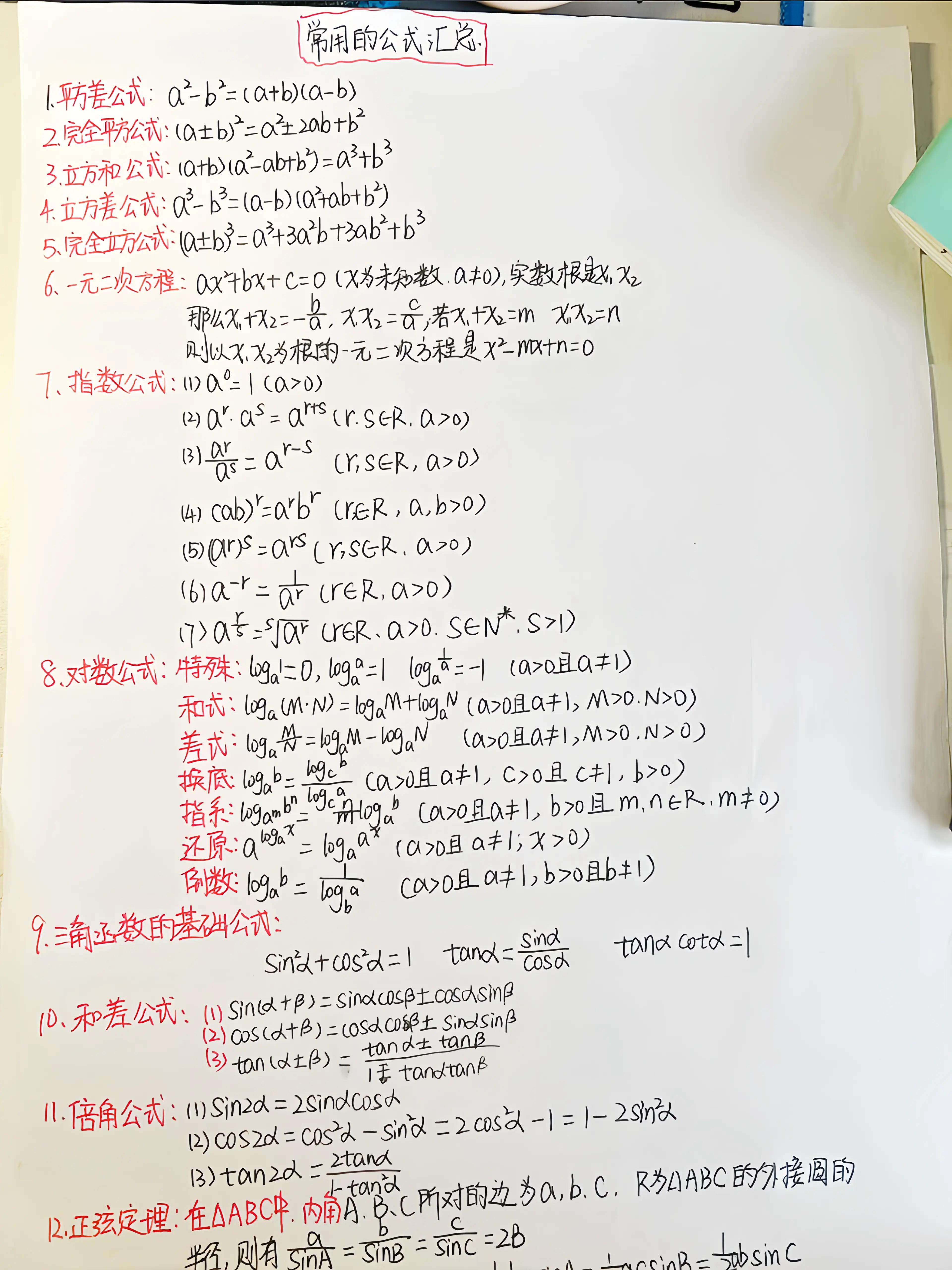 高中数学log的公式大全/高中数学log的公式大全图片
