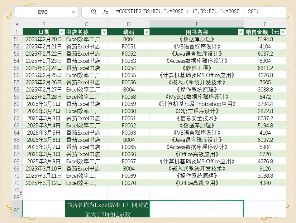 countifs详细步骤用法/countifs函数的用法举例