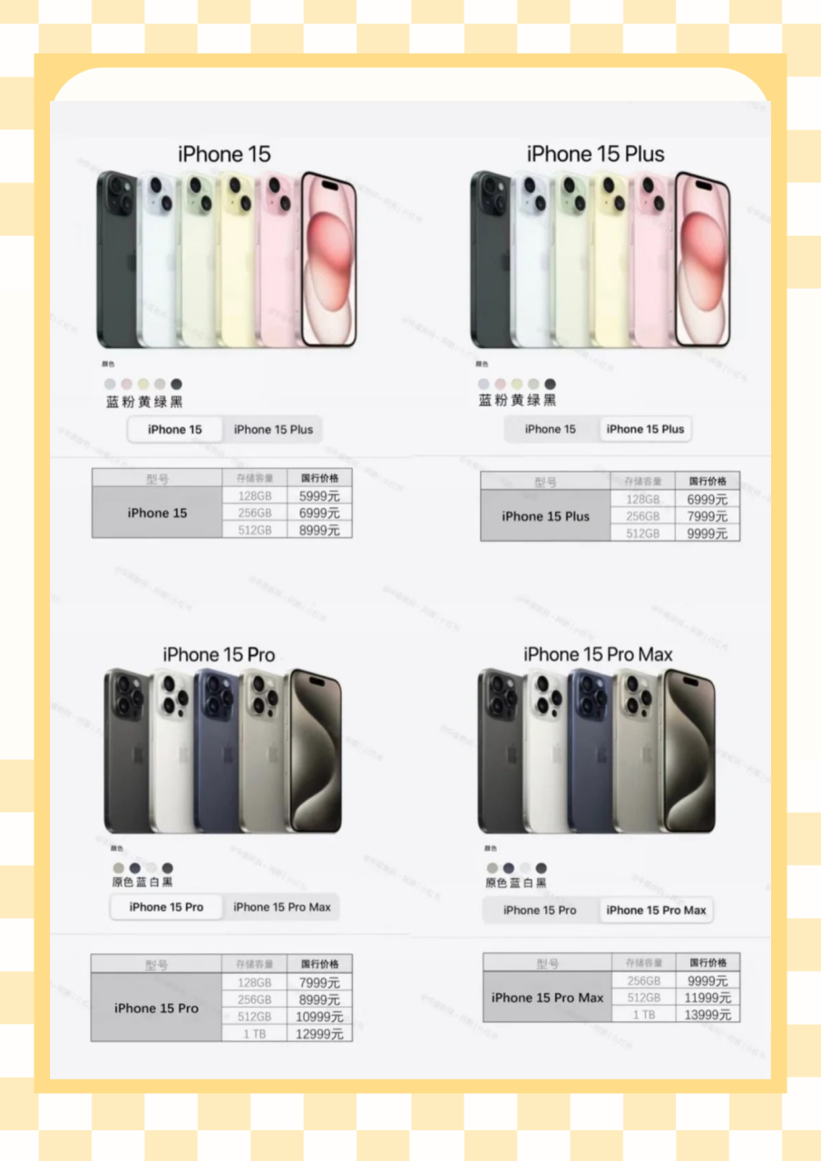 苹果15全系列参数对比/苹果15全系列参数对比图