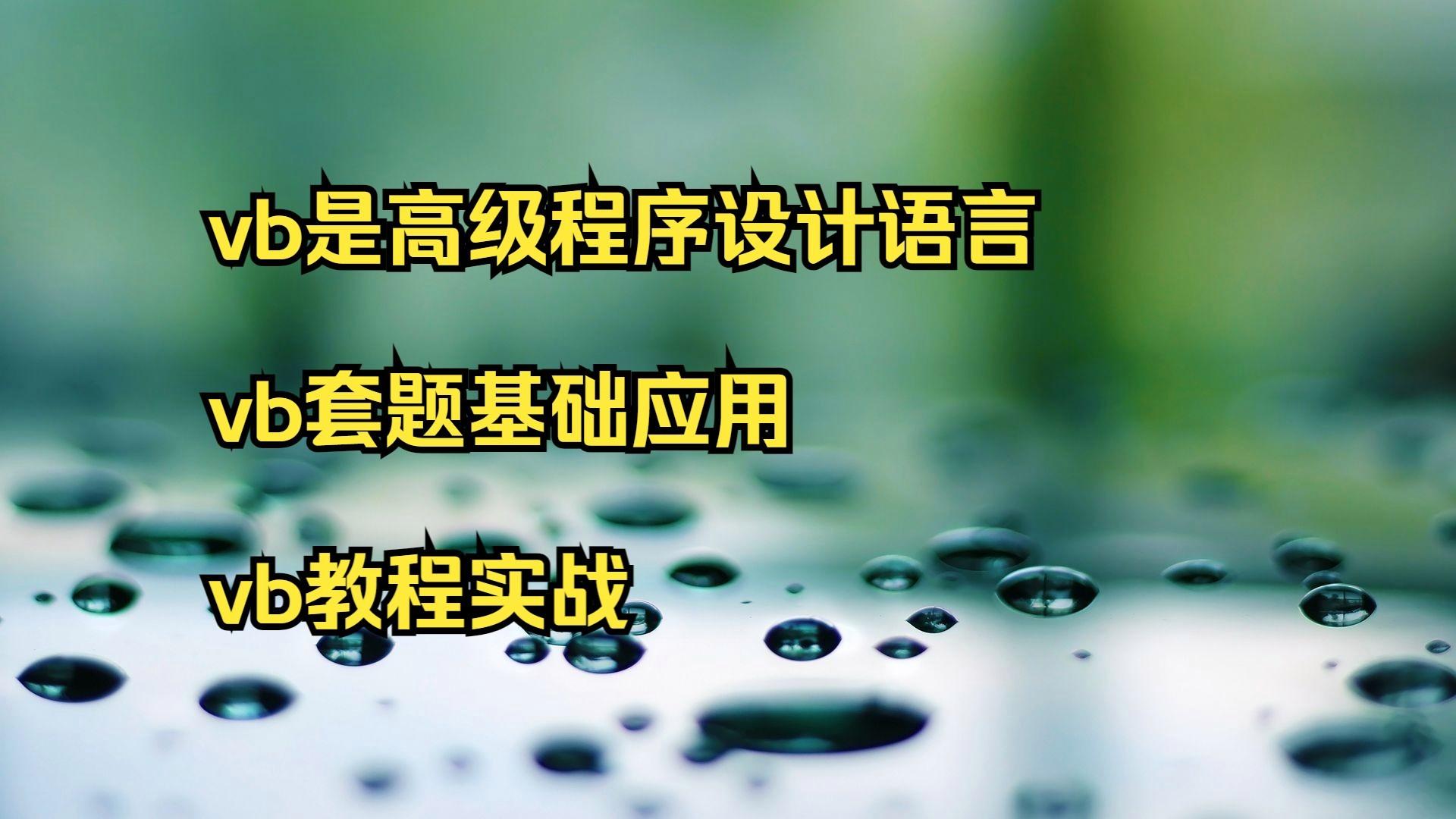 【vb程序设计的主要特点是什么,vb程序设计的主要特点是什么意思】