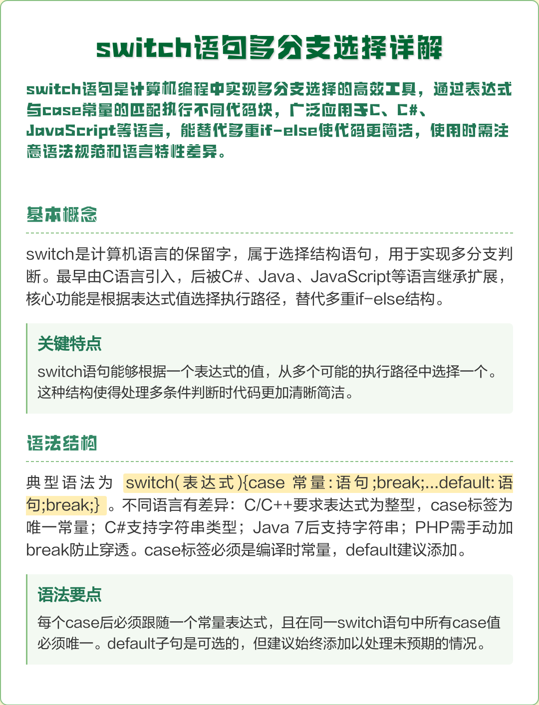 【switch语句case后面加什么,switch语句简单例子case里可以写条件比】 【switch语句case后面加什么,switch语句简单例子case里可以写条件比】