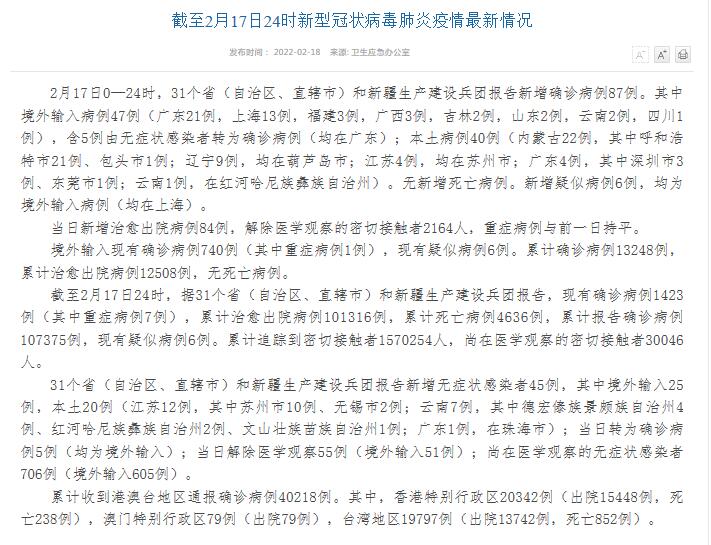 31省新增本土确诊87例/31省份新增本土确诊27例 31省新增本土确诊87例/31省份新增本土确诊27例